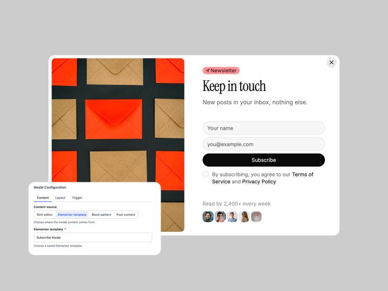 Verba newsletter modal window