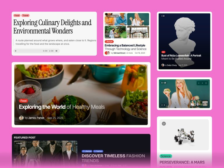 Verba gallery, video and audio post formats