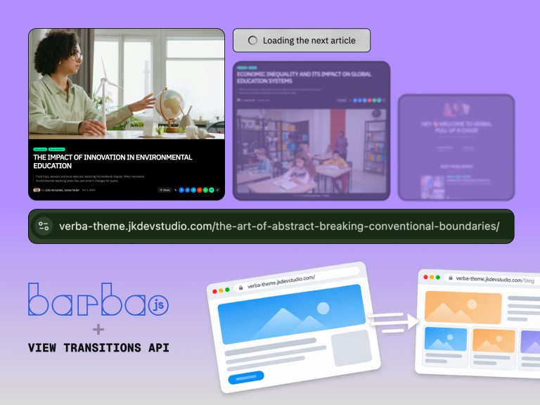 Verba page transitions powered by Barba